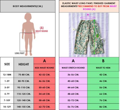 PRICE AND SIZE CHART 25/26