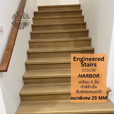 บันได Engineered สี harbor บันไดไม้จริง