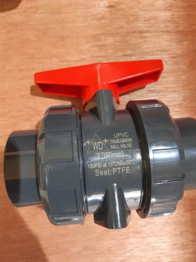 UPVC True Union Ball Valve 150PSI at 150 °C Seat PTEE DN 50 DN 80