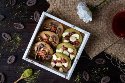 Matcha Macadamia & Chocolate Pecan Cookies