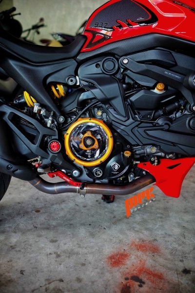 monster m937_ducabike_ครอบคลัชใส_อุดพักเท้า_อุดน้ำมันเครื่อง_cnc