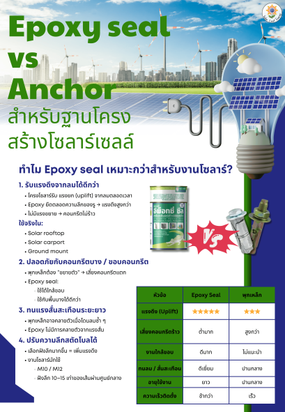 Epoxy seal vs Anchor สำหรับฐานโครงสร้างโซลาร์เซลล์