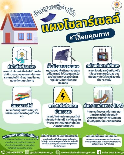 สัญญาณที่บ่งบอกว่าแผงโซลาร์เซลล์เสื่อมคุณภาพ