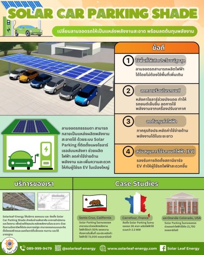  Solar Car Parking Shade - หลังคาโรงจอดรถโซลาร์เซลล์