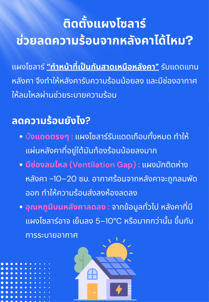 ติดตั้งแผงโซลาร์ ช่วยลดความร้อนจากหลังคาได้ไหม?