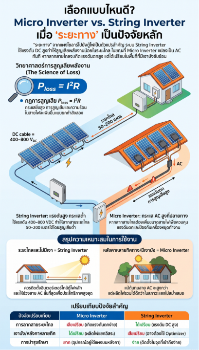 Micro Inverter VS String Inverter แบบไหนดีกว่ากัน หากมีปัจจัยเรื่องระยะทางเป็นสำคัญ?