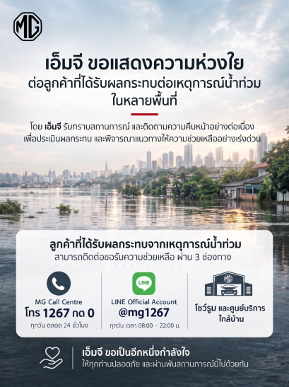  MG แนะ “กฎเหล็ก” หลังประสบเหตุน้ำท่วม