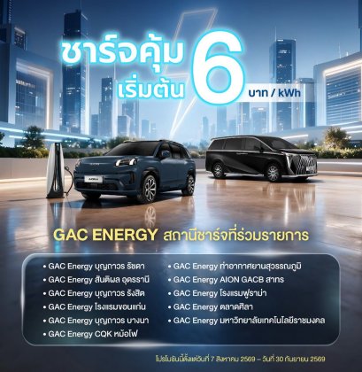 GAC Energy จัดโปรฯค่าชาร์จ 6 บาท/kWh