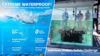 CHERY จับแบตเตอรี่รถยนต์ไฟฟ้า TIGGO 8 CSH แช่น้ำทะเลนานกว่า 2 วัน