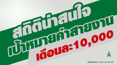 สถิติน่าสนใจ เป้าหมายค่าสายงานเดือนละ 10,000 บาท ต้องทำอย่างนี้ !!!