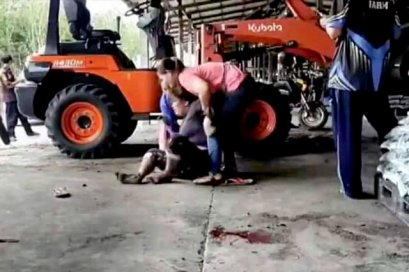 Wheel loader ran over two-year-old daughter.