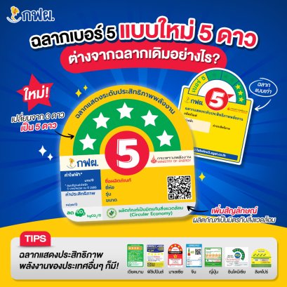 สลากประหยัดไฟ เบอร์5 แบบใหม่ ปี 2567