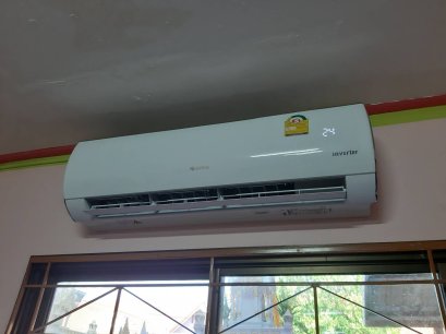 ห้วยโป่ง บ้านคุณยุทธศักดิ์ ติดตั้งแอร์ แบบติดผนัง (GREE แอร์กรี ตัวจบ..ครบจริง)