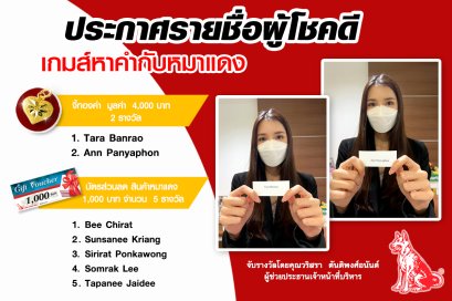 ประกาศรายชื่อผู้โชคดีเกมส์หาคำกับหมาแดง