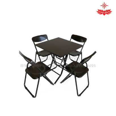 ชุดโต๊ะลานเบียร์ 4 ที่นั่ง สีดำ