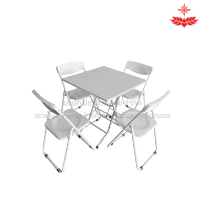 ชุดโต๊ะลานเบียร์ 4 ที่นั่ง สีขาว