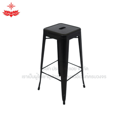 เก้าอี้เหล็กทรงสูง ไม่มีพนักพิง (สีดำ)