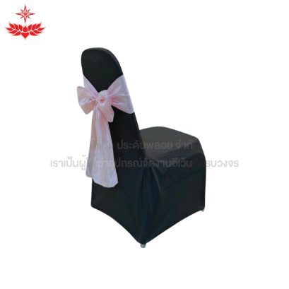 เก้าอี้บุนวม + ผ้าดำสวมปล่อย + โบว์สีชมพู