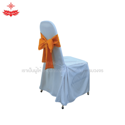 เก้าอี้บุนวม + ผ้าขาวสวมปล่อย + โบว์สีทอง