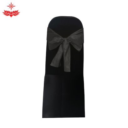 เก้าอี้บุนวมผ้าดำสวมตึง + โบว์สีดำ