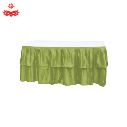 โต๊ะหน้าขาว 1.8x0.75/1.8x0.60 เมตร คลุมผ้าจีบสีเขียว