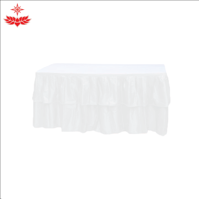 โต๊ะหน้าขาว 1.8x0.75/1.8x0.60 เมตร คลุมผ้าจีบสีขาว