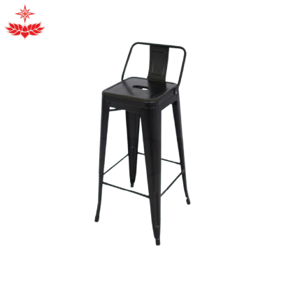 เช่าเก้าอี้เหล็กทรงสูง มีพนักพิง (สีดำ)