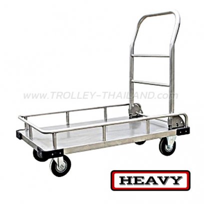 ST-10MR รถเข็นสี่ล้อพื้นสแตนเลส (มือจับพับได้ + ขอบกันตก)