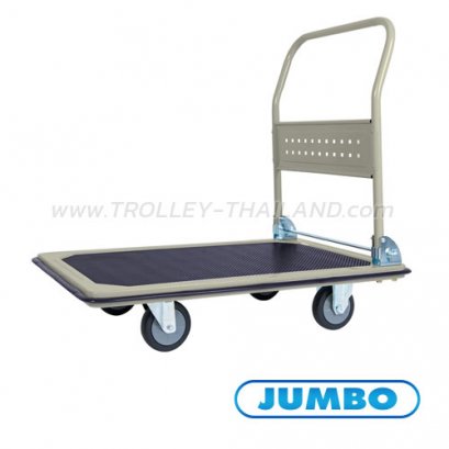 HB-210JT รถเข็นพื้นเหล็กชั้นเดียวแบบติดแผงแขวนถือข้างเดียวพับได้ รับน้ำหนัก 370 กก. JUMBO