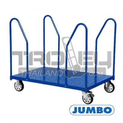 HTC-1208S รถเข็นวัสดุทรงยาวและเป็นแผ่น แบบใช้ขนวัสดุแท่งหรือม้วน พื้นเหล็กลาย ท่อสี่มุม JUMBO