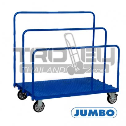 HTP-1208SS รถเข็นวัสดุทรงยาวและเป็นแผ่น แบบใช้ขนวัสดุแผ่น ราวกั้นปรับได้ พื้นเหล็กลาย ราวกั้นสูง 600-800-1000 มม. JUMBO