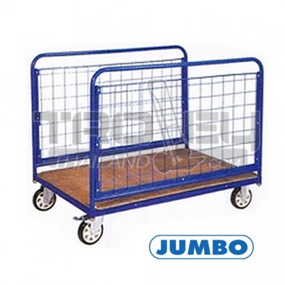 HTL-1208WS รถเข็นวัสดุทรงยาวและเป็นแผ่น แบบใช้ขนวัสดุแท่งหรือม้วน พื้นไม้ แผงข้างตะแกรง JUMBO
