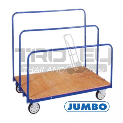 HTP-1208WS รถเข็นวัสดุทรงยาวและเป็นแผ่น แบบใช้ขนวัสดุแผ่น ราวกั้นปรับได้ พื้นไม้ ราวกั้นสูง 600-800-1000 มม. JUMBO