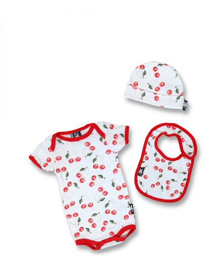 Six Bunnies Cherries 3 pcs set Baby Giftset