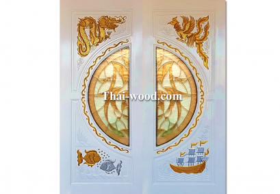 ประตูไม้สักบานคู่ D0252