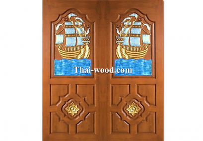 ประตูไม้สักบานคู่ D0254