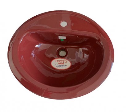 C008 อ่างล้างหน้าฝังบนเคาน์เตอร์ รุ่น JUPITER [ สีชมพูอ่อน สีงา สีน้ำเงิน สีแดง ] - COTTO