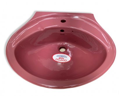 C012 อ่างล่างหน้าแบบแขวนผนัง รุ่น เคนชิงตัน 22" [ สีขาว สีแดงอมรา (ชมพูเข้ม) ] - COTTO