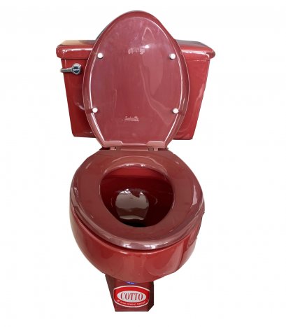 C112 สุขภัณฑ์ แบบสองชิ้น รุ่น ELONGATED PLAZA สีแดง - COTTO