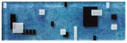 GT3011 กรุยเชิง กระเบื้องแก้ว ( 80 x 248 x 8 mm.) รุ่น  Marble Voque Blue  - GLASCERA