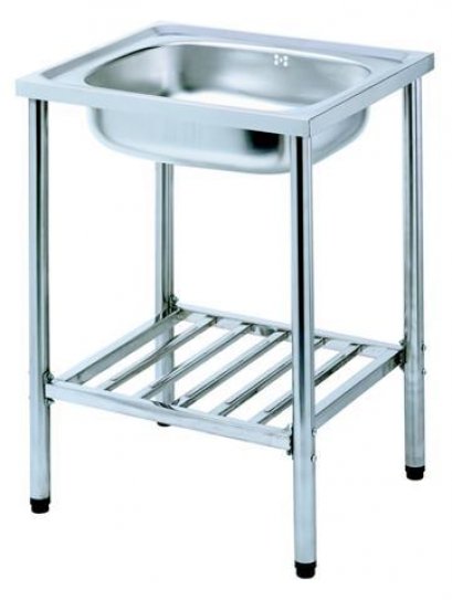 PM812SBW อ่างซิงค์สเตนเลส 1 หลุม พร้อมสะดือB + ขาตั้ง - PREMA