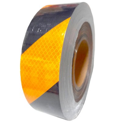 Schake เทปสะท้อนแสง สีเหลือง-ดำ ขนาด2&quot;x45ม. ลายเฉียงรวงผึ้ง