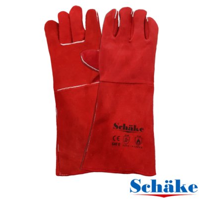 Schake ถุงมือหนังท้องบุเส้นใยกันความร้อน สีแดง