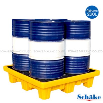 พาเลทรองรับสารเคมีรั่วไหล สำหรับถัง200ลิตร 4ถัง