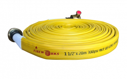 สายส่งน้ำดับเพลิง (FIREWORKS) ชนิดยาง 3 ชั้น 20 BAR เหลือง