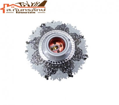 	ขั้วห้อยเกลียว/ผนัง PP(รุ่งเรือง) ลายดอกสีเงิน