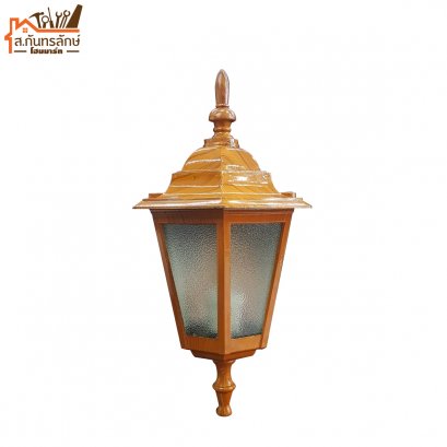 โคมไฟผนัง S02-YL STC หกเหลี่ยม-ไม้สัก