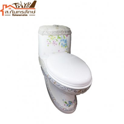 ชักโครก 8840T อินทรีย์ทอง ลูกไม้หลากสี