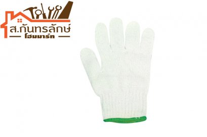 ถุงมือผ้า ขาวขอบสีเขียว