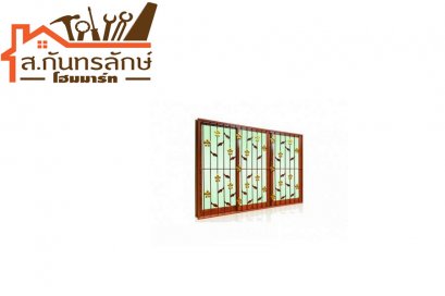 นต.อลูมิเนียม 180x110(3บานเลื่อน) WH สีชา+มุ้ง+เหล็กดัด